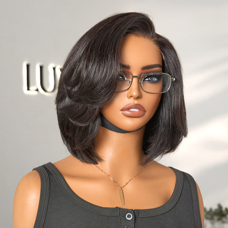 Special Deal | Chic & Natural Layered Bob Wig Pre-Cut Minimalist HD Lace Glueless Wig Human Hair-01