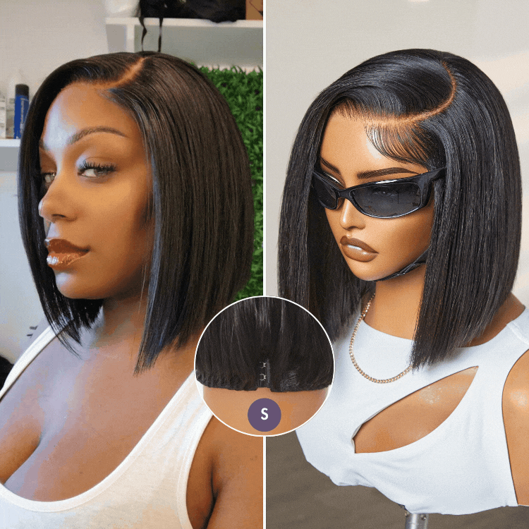 Classic blunt short bob glueless human hair wig