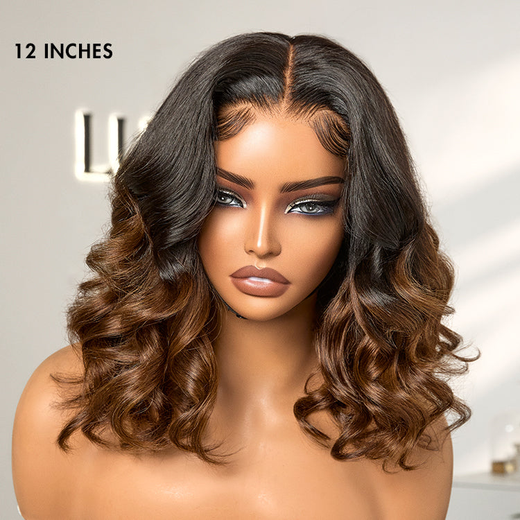 PreMax Wigs | Super Natural Hairline Ombre Brown Loose Body Wave Glueless 5x5 Closure Lace Wig Pre-Cut Lace-06