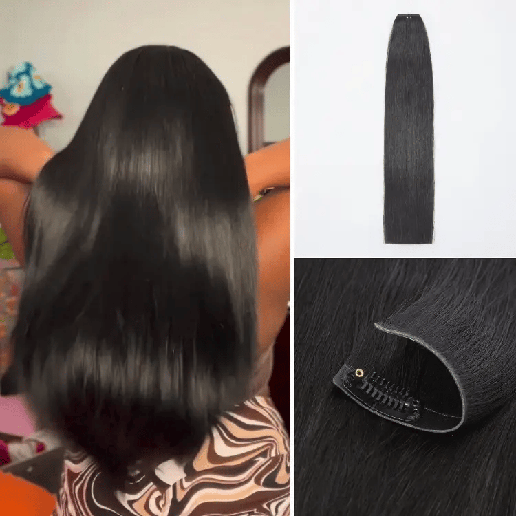 Silky Straight Invisible Edge Clip in Hair Extensions Human Hair 110g 6pcs with Free Gift-01