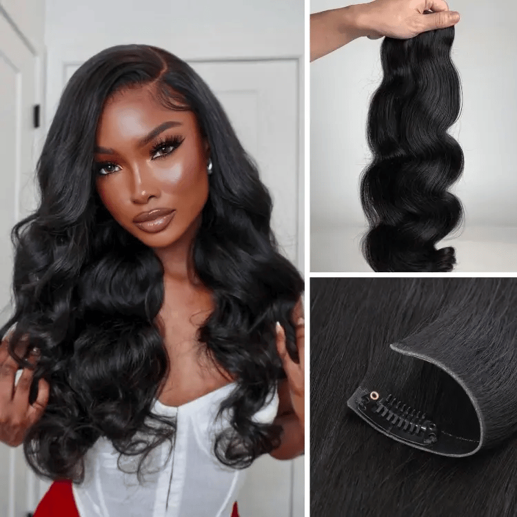 Body Wave Invisible Edge Clip in Hair Extensions Human Hair 110g 6pcs with Free Gift-01