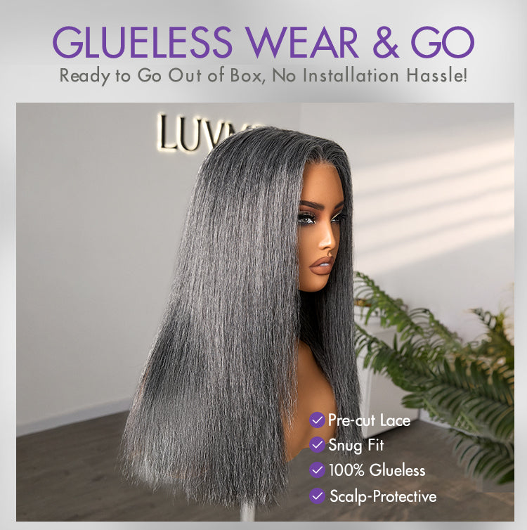 Salt and Pepper Straight Glueless Minimalist HD Lace T Part Grey Wig Pre-Cut Lace-15