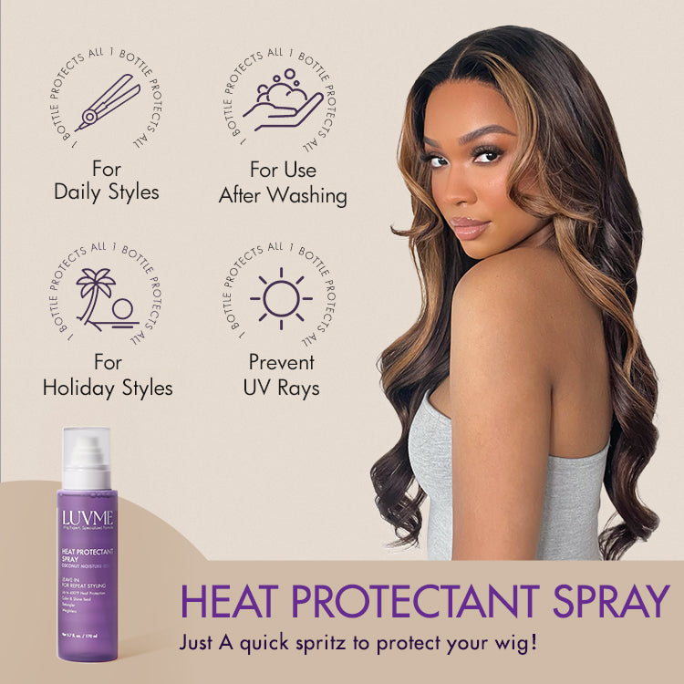 US Only | Heat Protectant Spray, Leave-in Conditioner, up to 450℉ Heat Protection, Color & Shine Seal | LUVME HAIR™-01