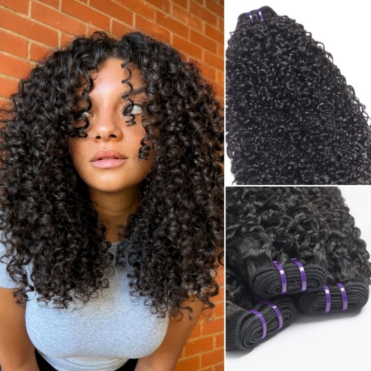Messy Curly Virgin Human Hair Weft Extensions