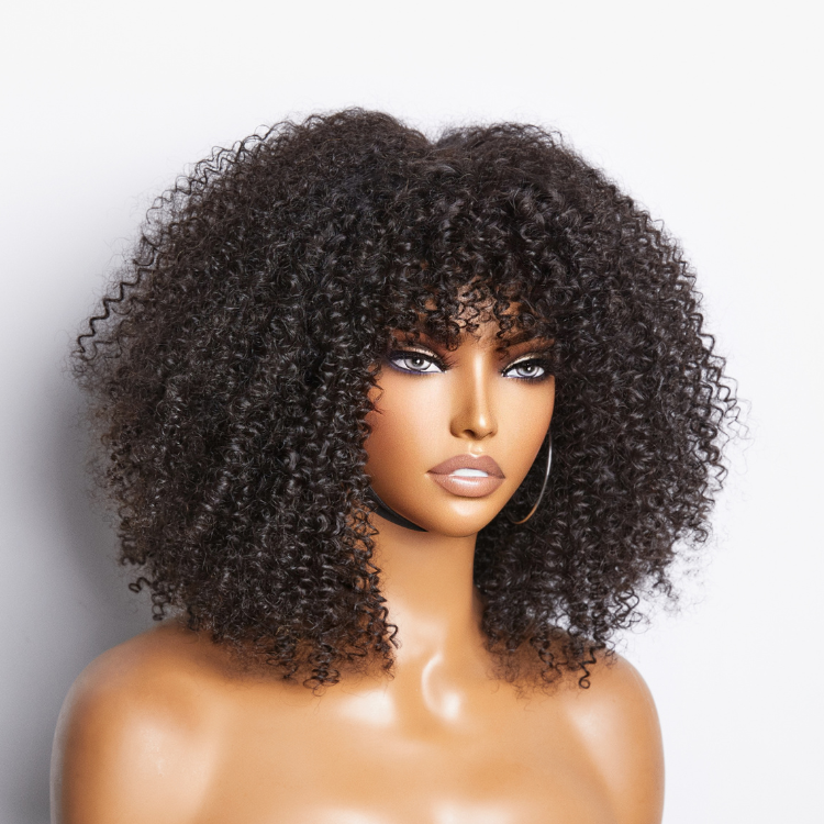 Breathable Cap Ready to Go Bouncy Jerry Curl Glueless Minimalist Lace Curly Wig with Bangs-08