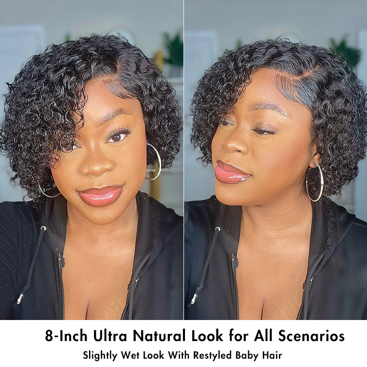 1 SEC INSTALL WIG | Honey Blonde Highlight / Natural Black Kinky Curly Glueless Minimalist HD Lace Classic Short Wig Pre-Cut Lace-10