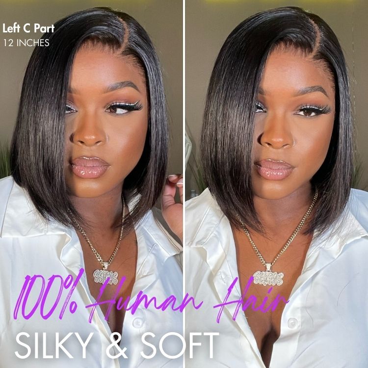 Luvme Hair glueless bob wig with HD lace, breathable cap, silky blunt cut, 7x6 closure, partingMax style on a mannequin head
