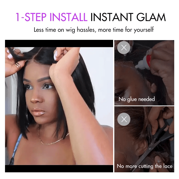 New Customers Only | PreMax Wigs | Silky Blunt Cut Glueless 2x6 / 5x5 Closure Lace Shoulder Length Bob Wig Pre Plucked & Bleached-04