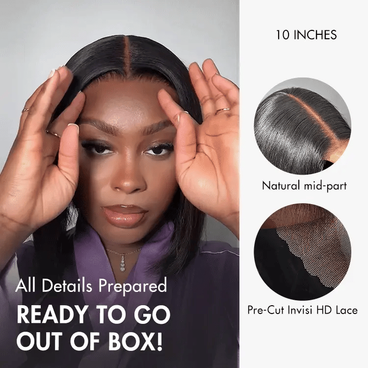 Luvme Hair PreMax Wigs 5x5 closure lace shoulder-length bob wig with silky blunt cut, pre-plucked and bleached for natural look