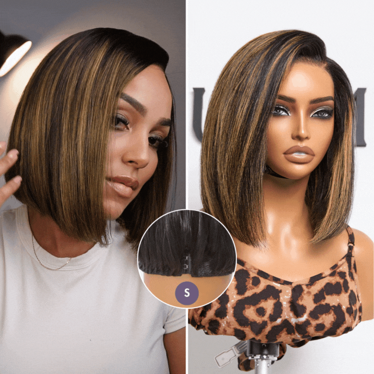Luvme All-Day Comfort™ blunt cut bob wig with HD lace, short human hair style, glueless, pre-cut lace for easy wear