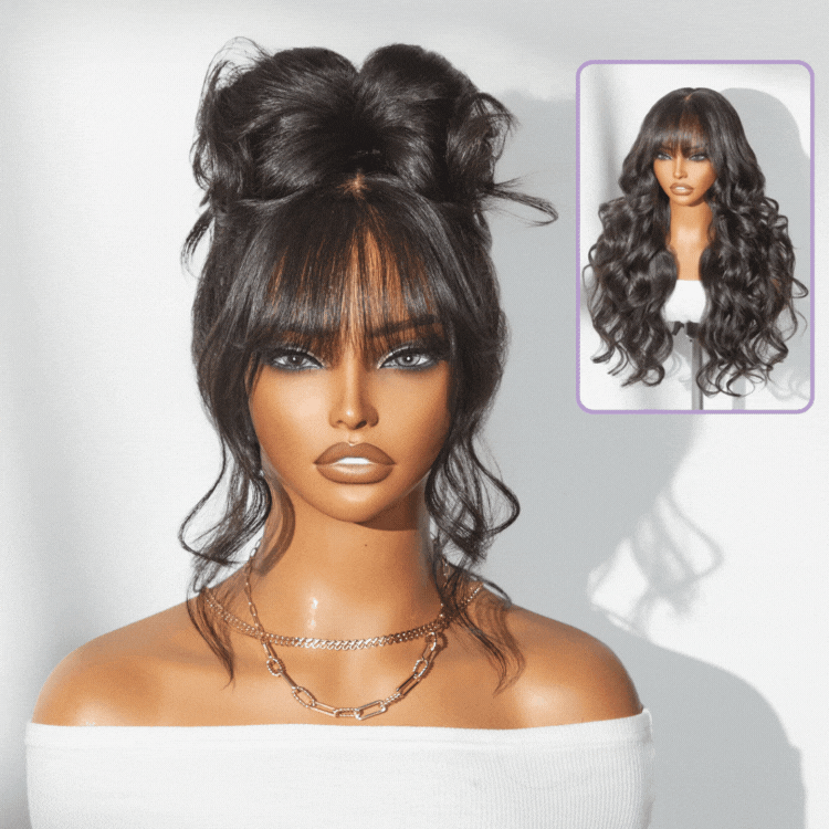 Weekly Special | Luvme All-Day Comfort™ Wig Loose Body Wave Glueless 7x6 Closure HD Lace Human Hair Wig with Bangs Pre-Cut Lace-01