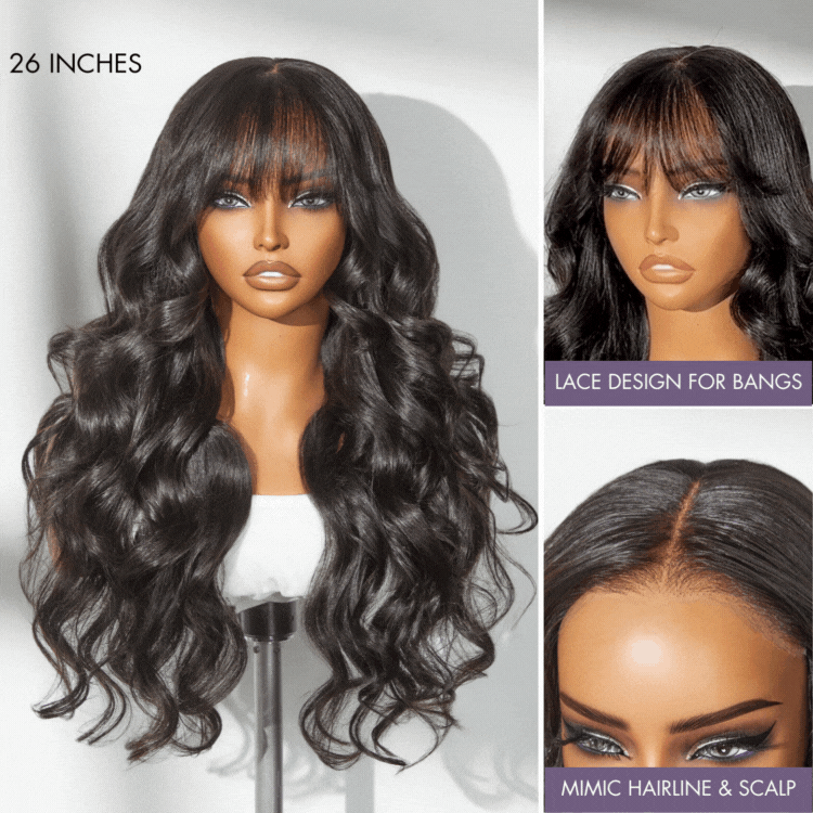 Weekly Special | Luvme All-Day Comfort™ Wig Loose Body Wave Glueless 7x6 Closure HD Lace Human Hair Wig with Bangs Pre-Cut Lace-08