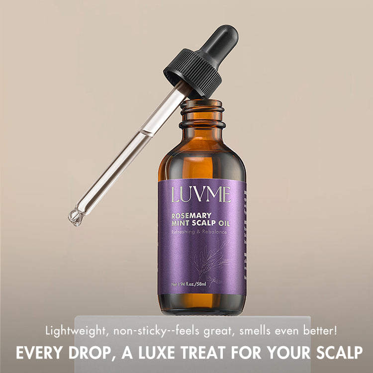 Luvme Rosemary Mint Scalp Oil bottle from US release, designed for scalp care, soothing, and strengthening hair health.