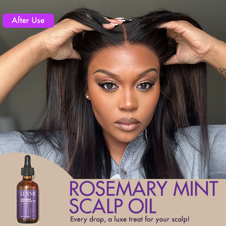 Luvme Rosemary Mint Scalp Oil bottle for scalp care, soothing and strengthening hair scalp with rosemary and mint extract.