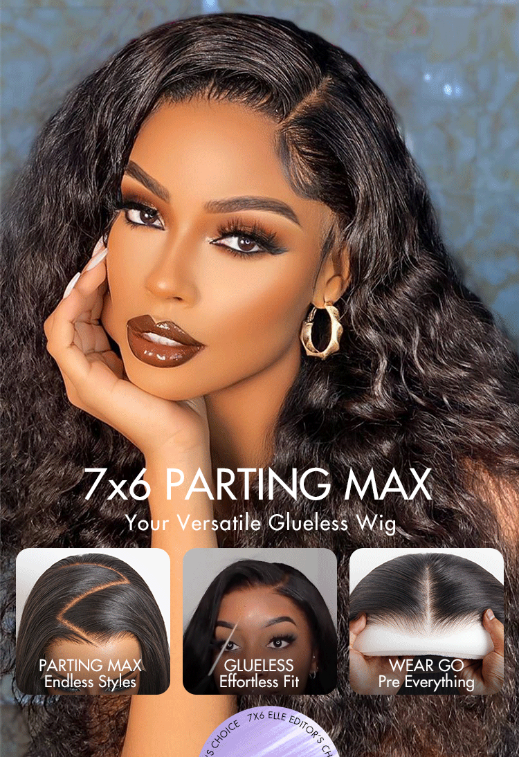 Luvme Hair PartingMax Glueless Wig Ombre Copper Brown Water Wave 7x6 Closure HD Lace Wig-06