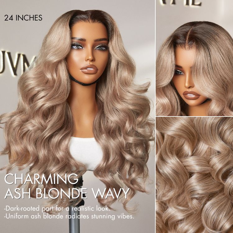 Ash Blonde Loose Body Wave 5x5 Closure Lace Glueless Wig Breathable Cap-28