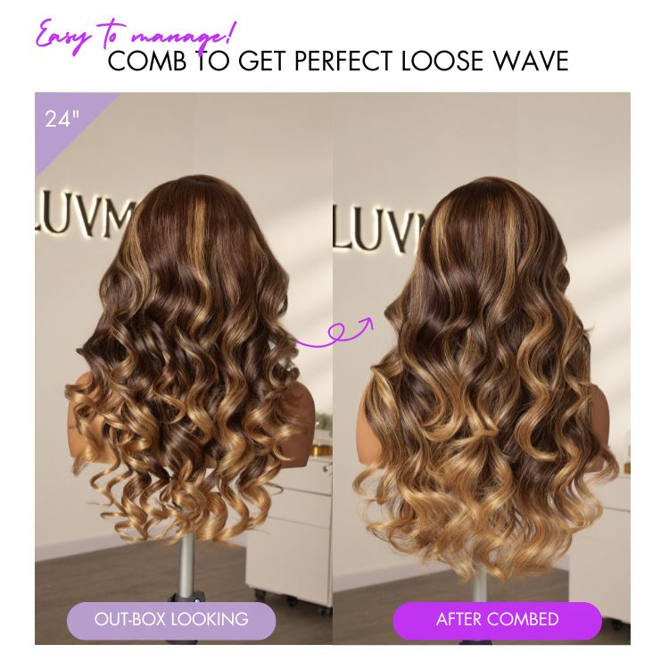 Luvme All-Day Comfort™ Wig Sun-Kissed Blonde Ombre Highlight Loose Body Wave Glueless 7x6 Closure HD Lace Wig Pre-Cut Lace-31