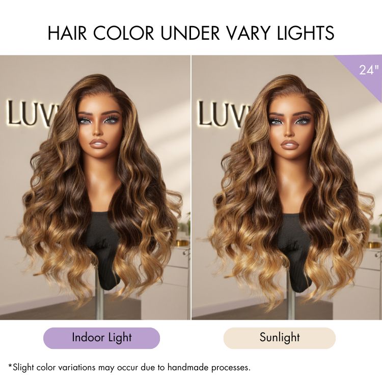 Luvme All-Day Comfort™ HD lace wig with sun-kissed blonde ombre highlights, loose body wave, 7x6 closure, pre-cut lace, 180% density