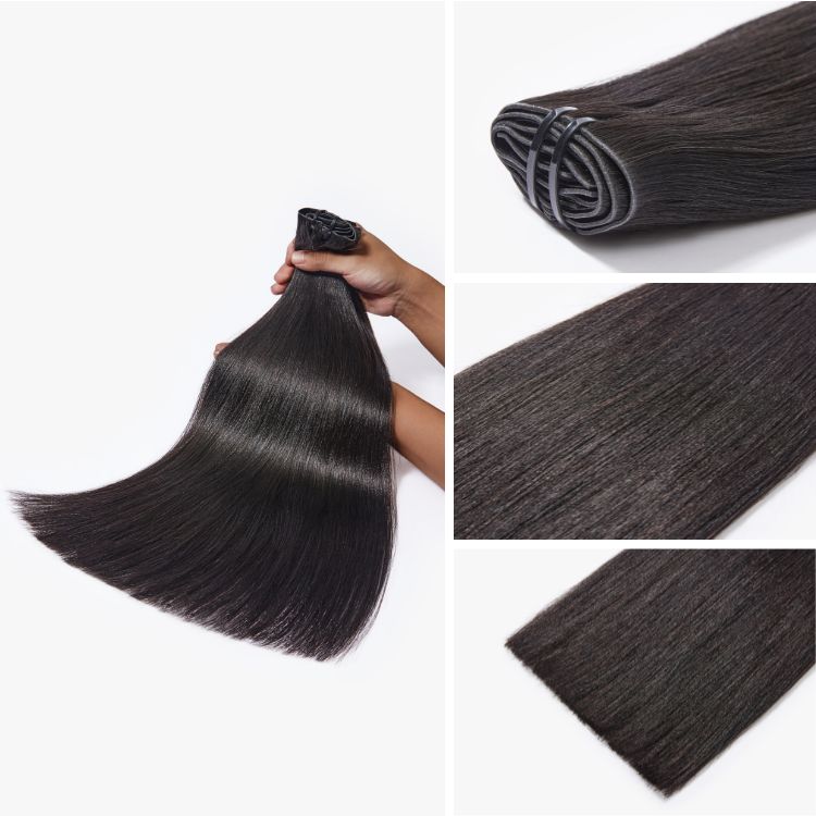 Yaki Straight Invisible Edge Clip in Hair Extensions Human Hair 110g 6pcs with Free Gift-03