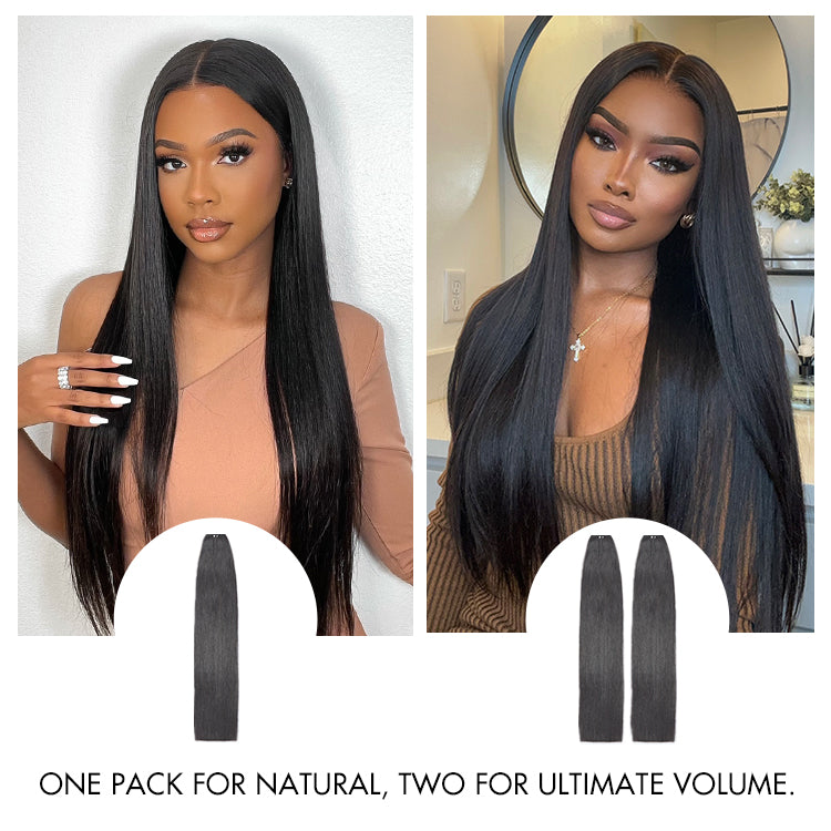 Yaki Straight Invisible Edge Clip in Hair Extensions Human Hair 110g 6pcs with Free Gift-05