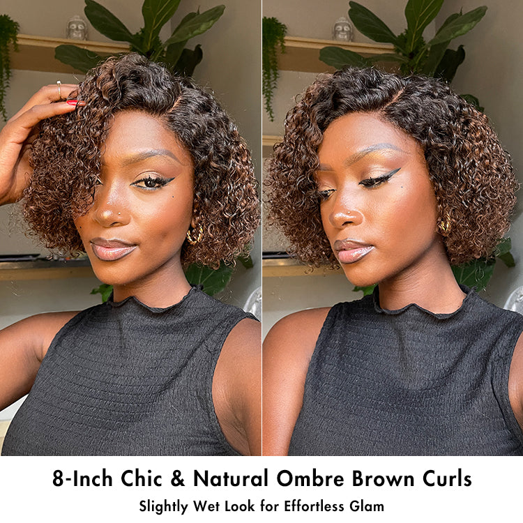 New Customers Only | Trendy Short Cut Curly Minimalist HD Lace Glueless Side Part Wig 100% Human Hair-10