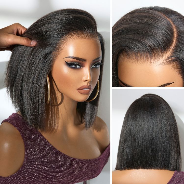 Nature Max™ Yaki / Silky Bob Ear-to-Ear Glueless 13x6 Frontal HD Lace Short Bob Wig-01