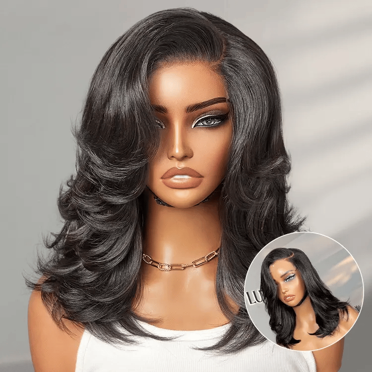 Effortlessly Chic Layered Haircut Wavy Glueless HD Minimalist Lace Short Wig-37