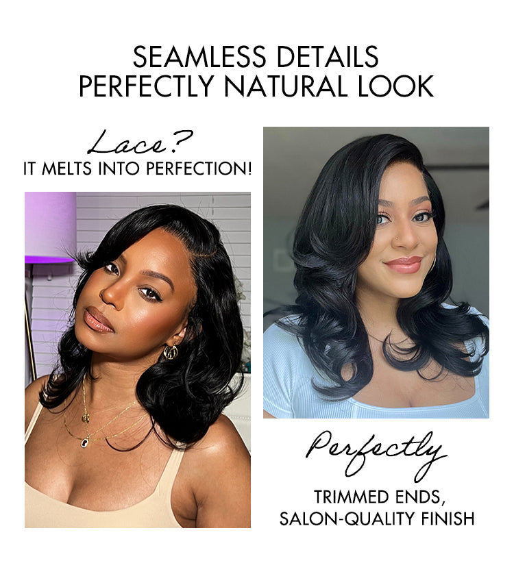 New Customers Only | Effortlessly Chic Layered Haircut Wavy Glueless HD Minimalist Lace Short Wig-25