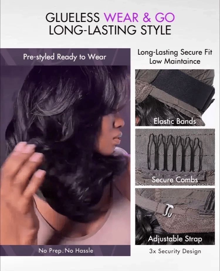 New Customers Only | Effortlessly Chic Layered Haircut Wavy Glueless HD Minimalist Lace Short Wig-26