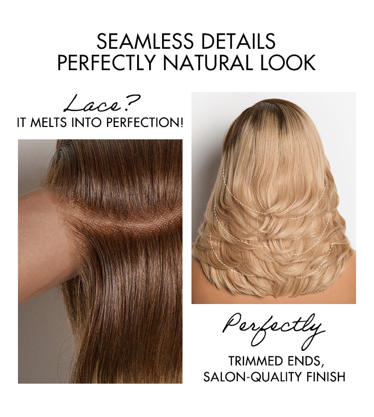 Ombre Blonde Blow Out Layered Cut Wavy Glueless HD Minimalist Lace Wig-14