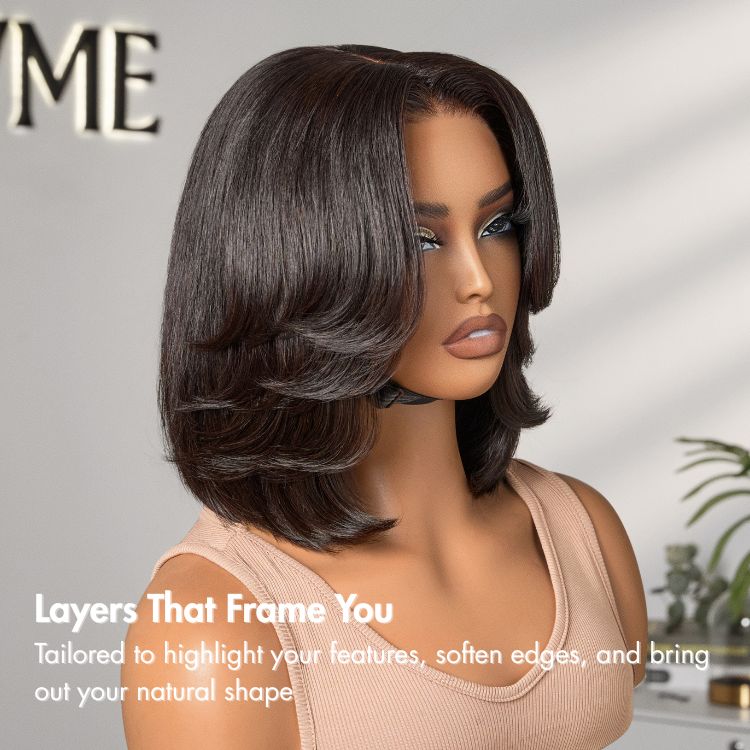 Layered Bob Glueless 5x5 Closure Lace Short Wig Pre-Cut Lace-03