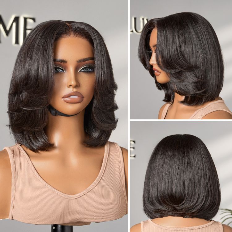 Layered Bob Glueless 5x5 Closure Lace Short Wig Pre-Cut Lace-02