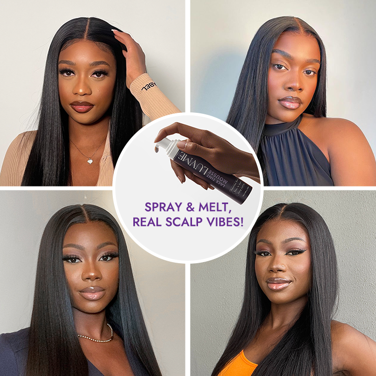Dark brown lace tint mousse for wig melt by Luvme Hair, 1-piece add-on product shown in a tube with applicator.