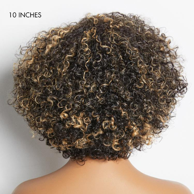 1 SEC INSTALL WIG | Honey Blonde Highlight / Natural Black Kinky Curly Glueless Minimalist HD Lace Classic Short Wig Pre-Cut Lace-12