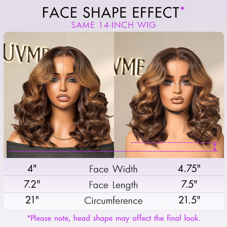 Elegant Brown Ombre Loose Wave Minimalist HD Lace Glueless Short Wig 100% Human Hair Pre-Cut Lace-11