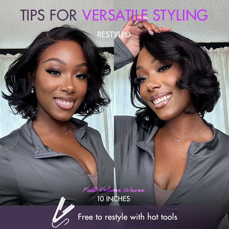 Luvme Hair Toffee Brown Mix Blonde and Black layered glueless lace bob wig with 5x5 closure and natural-style cut.