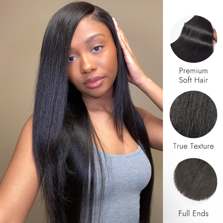 Virgin Yaki 10S Hair Bundle, 100% Human Hair, 10 Inches, Straight Sensationnel Empire Yaki Weave Hair 10 Inch 1B - Virgin  main image 4