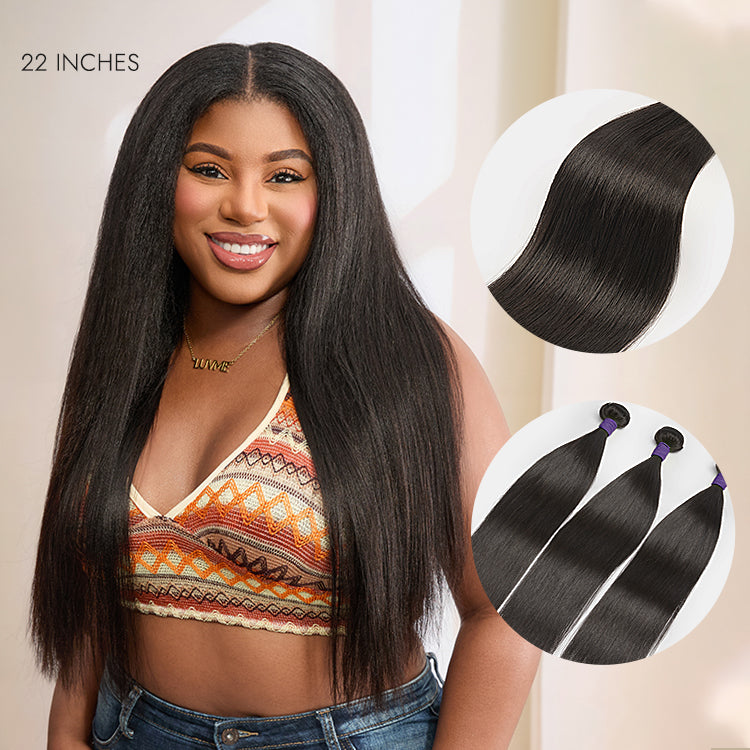 Luvme Too Easy Texture Yaki Straight 100% Virgin Human Hair Bundles 1pc / 3pcs-02
