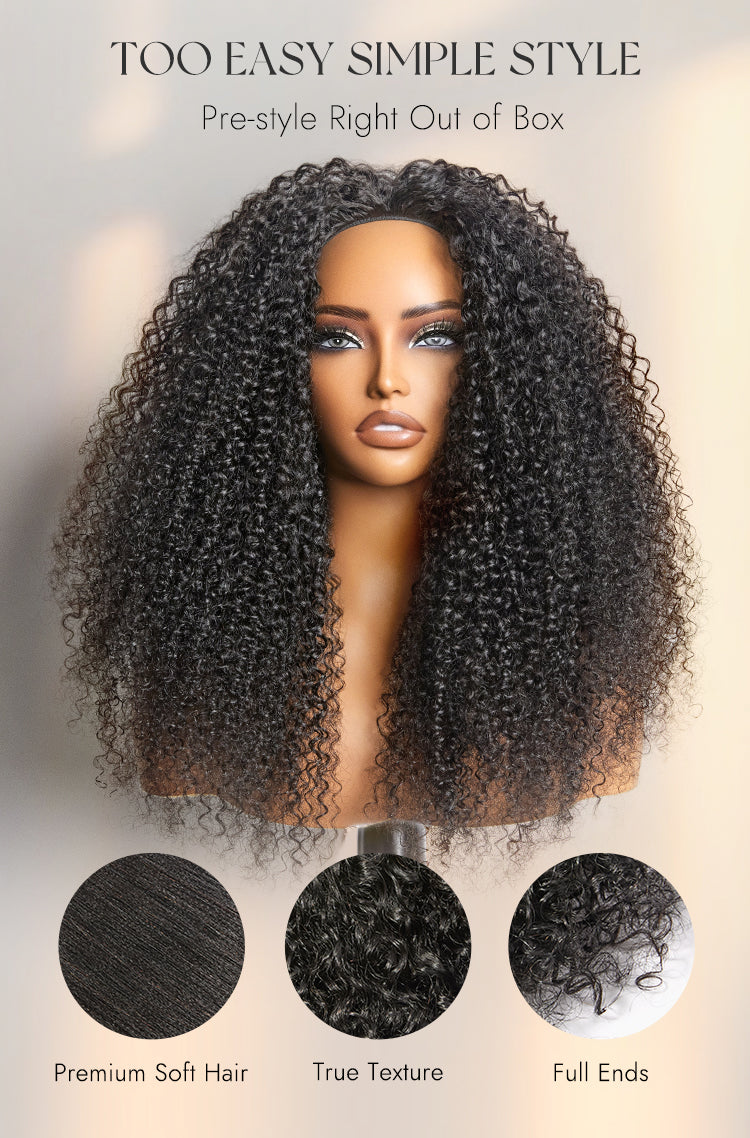New Customers Only | Luvme Hair Too Easy Texture™ 3-In-1 Half Wig 180% Density Kinky Curly / Yaki Straight Glueless Flexi-Fit Drawstring Wig-17