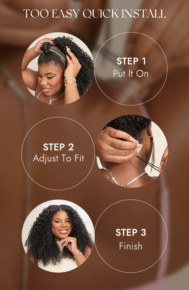 New Customers Only | Luvme Hair Too Easy Texture™ 3-In-1 Half Wig 180% Density Kinky Curly / Yaki Straight Glueless Flexi-Fit Drawstring Wig-20