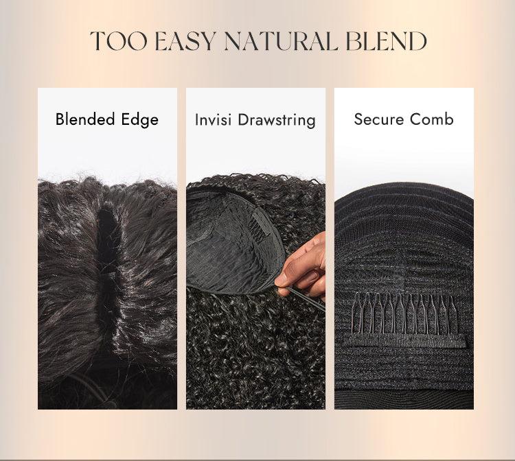 New Customers Only | Luvme Too Easy Texture™ 3-In-1 Half Wig Kinky Curly / Yaki Straight / Messy Burmese Curly Glueless Flexi-Fit Drawstring Wig-22