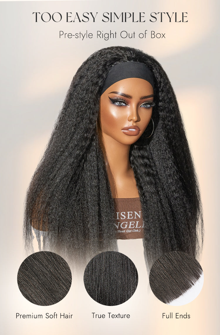Luvme Too Easy Texture™ Wig Kinky Straight Flexi-Fit Drawstring Glueless Headband Wig (Get Free Trendy Headbands)-13