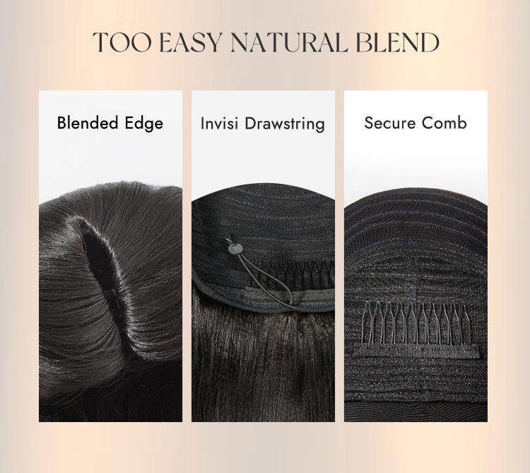 Luvme Too Easy Texture™ Wig Yaki Straight Glueless Flexi-Fit Drawstring 3-In-1 Half Wig Human Hair-10