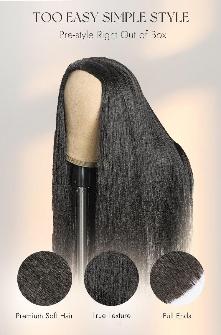 Luvme Too Easy Texture™ Wig Yaki Straight Glueless Flexi-Fit Drawstring 3-In-1 Half Wig Human Hair-09