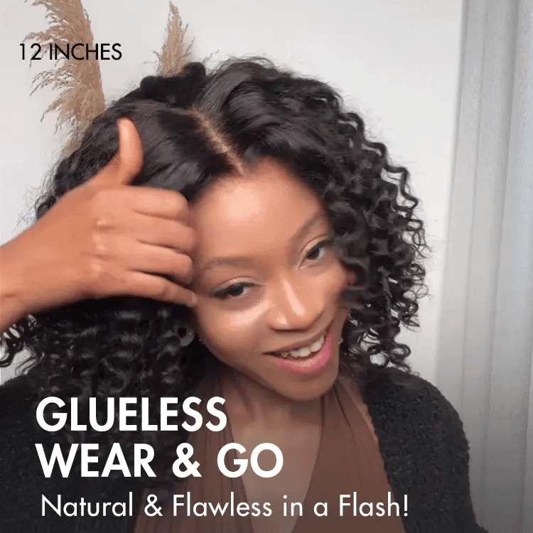 Natural black deep curly lace wig with 5x5 closure, pre-cut, glueless, breathable cap by Luvme Hair