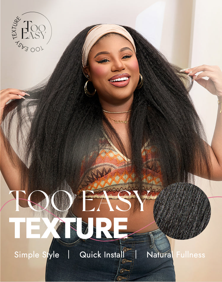 Luvme Too Easy Texture™ Wig Yaki Straight Glueless Headband Wig Flexi-Fit Drawstring (Get Free Trendy Headbands)-10