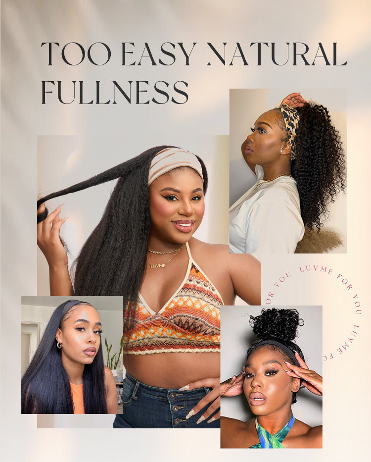 Luvme Too Easy Texture™ Wig Yaki Straight Glueless Headband Wig Flexi-Fit Drawstring (Get Free Trendy Headbands)-15