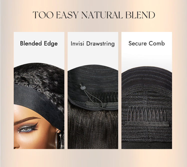 Luvme Too Easy Texture™ Wig Yaki Straight Glueless Headband Wig Flexi-Fit Drawstring (Get Free Trendy Headbands)-12