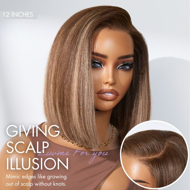 Luvme All-Day Comfort™ Wig Ash Blonde Highlight Blunt Cut Bob Glueless Minimalist HD Lace Wig Pre-Cut Lace-20