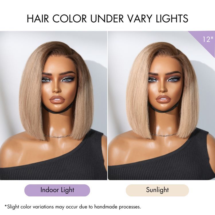 Luvme All-Day Comfort™ Wig Ash Blonde Blunt Cut Bob Glueless Minimalist HD Lace Short Bob Wig Pre-Cut Lace-24